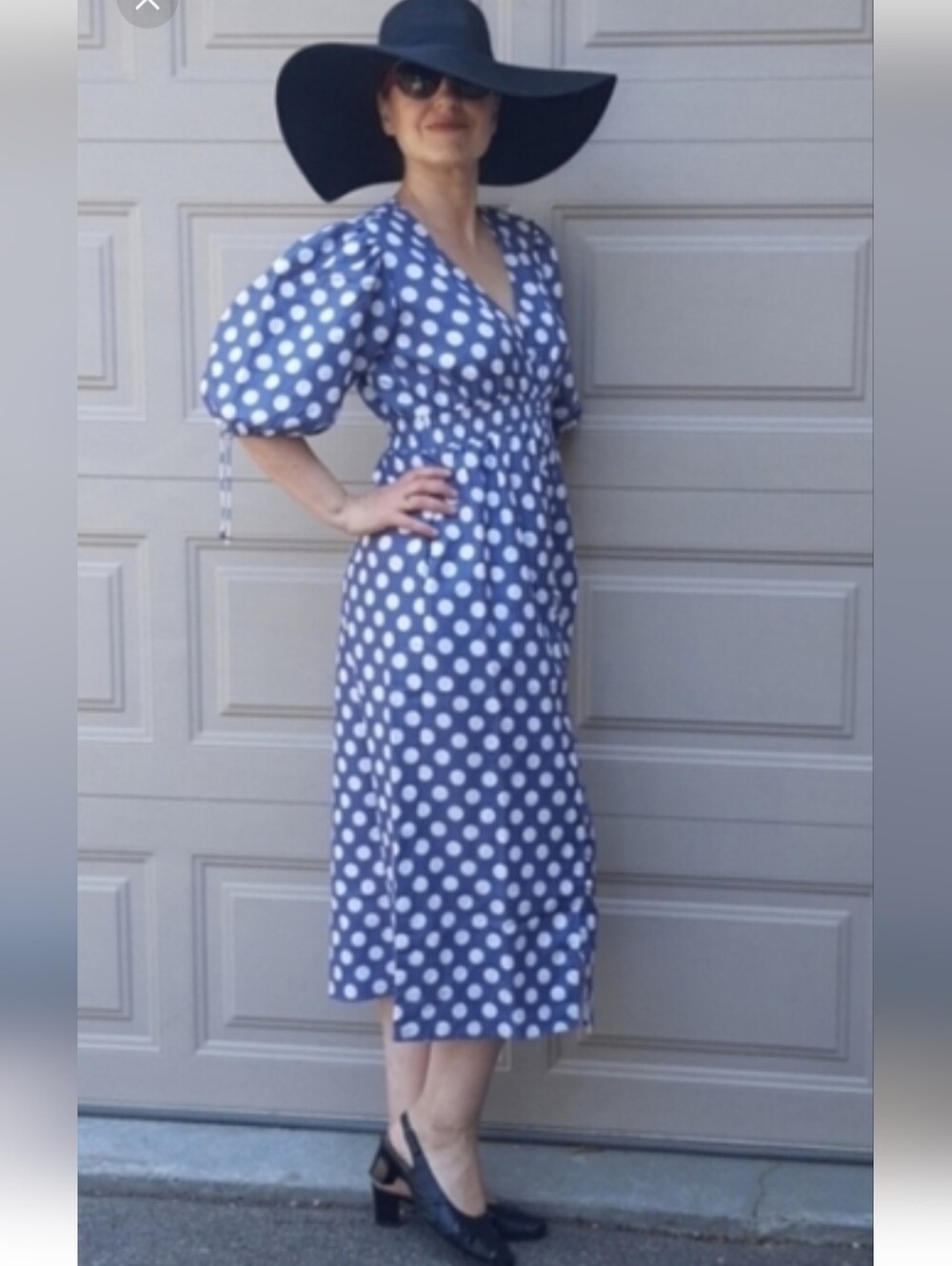 Tyler Boe Polka Dot Puff Sleeve Maxi Dress - Blue & White